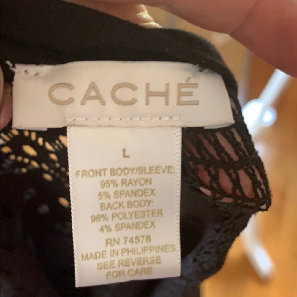 Cache black top with sheer lace back - Picture 6 of 8